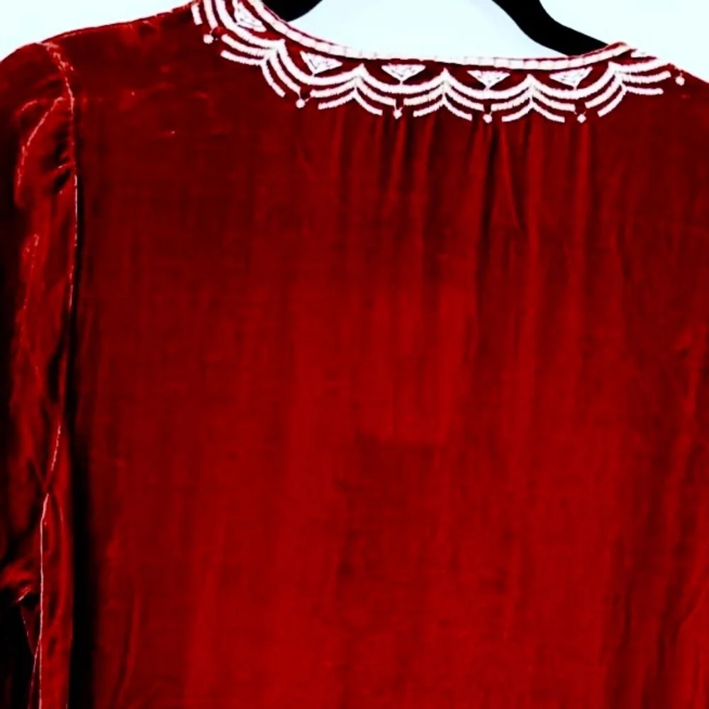 Johnny Was Heavily Embroidered Olenna Velvet 3/4 Sleeve Flutter Top NWT - Picture 7 of 8